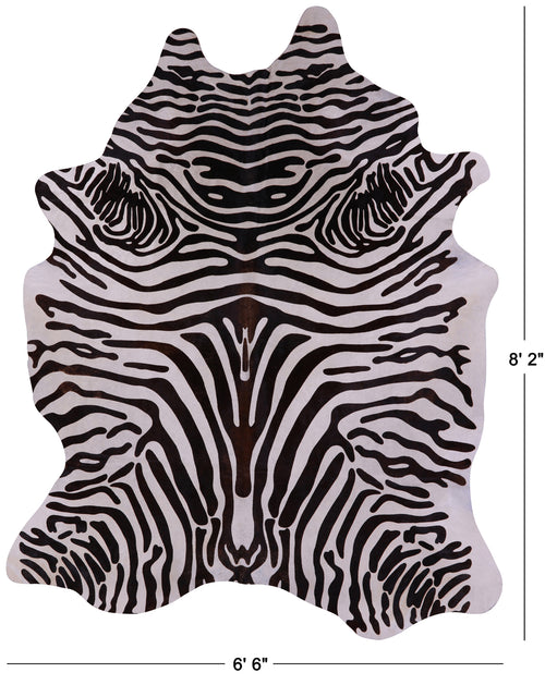 Zebra Animal Print Natural Cowhide Rug - XX-Large 8' 2