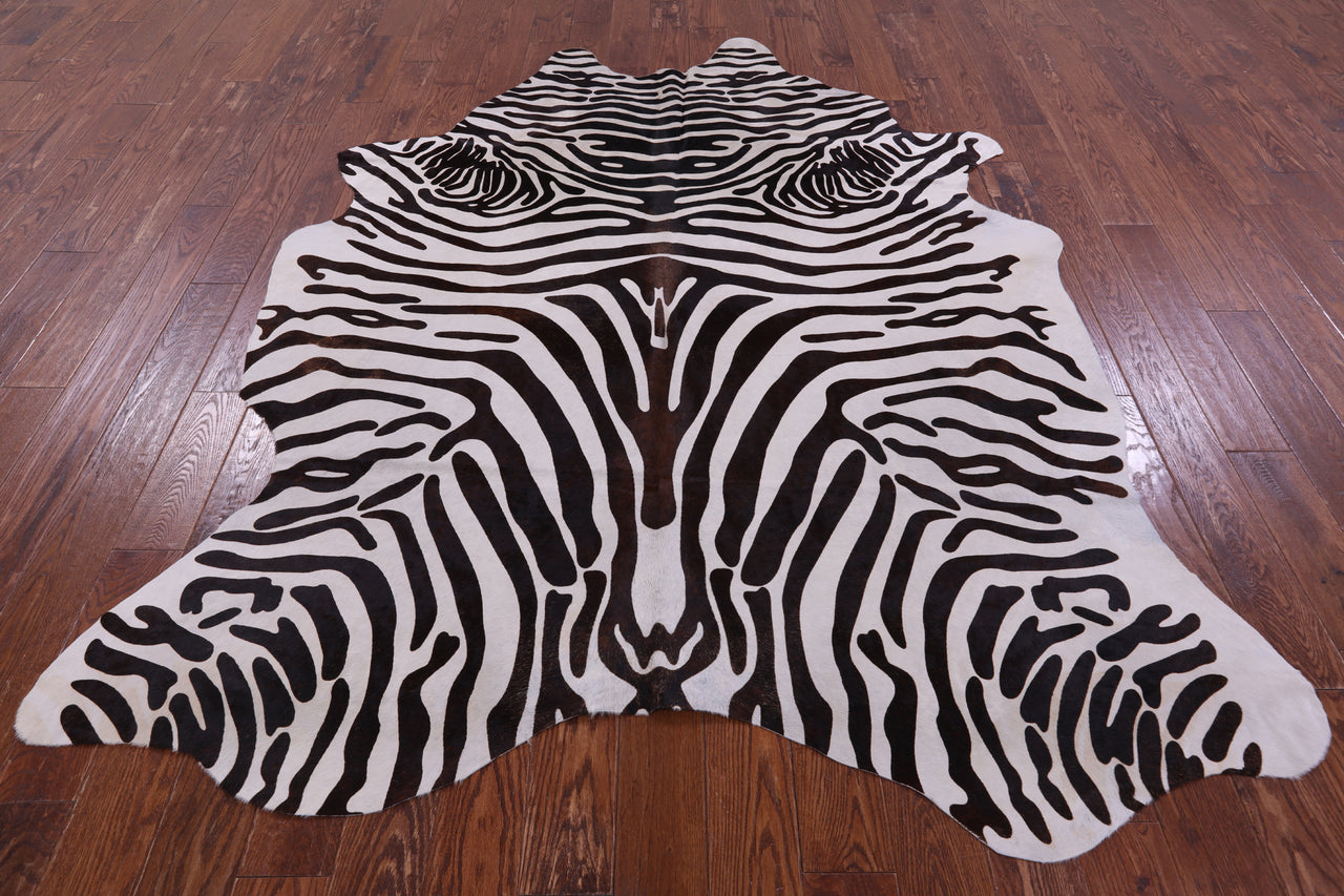 Zebra Animal Print Natural Cowhide Rug - XX-Large 8' 2"H x 6' 6"W