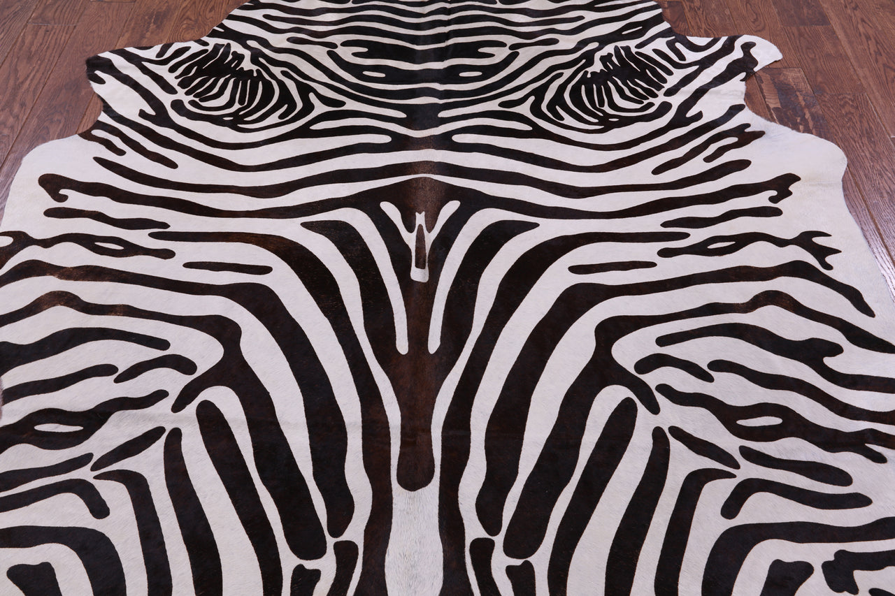Zebra Animal Print Natural Cowhide Rug - XX-Large 8' 2"H x 6' 6"W