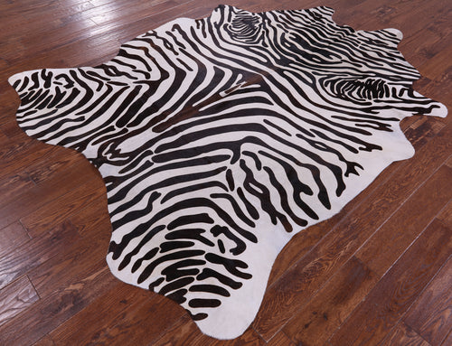 Zebra Animal Print Natural Cowhide Rug - XX-Large 8' 2