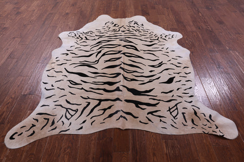 Tiger Animal Print Natural Cowhide Rug - X-Large 7' 4