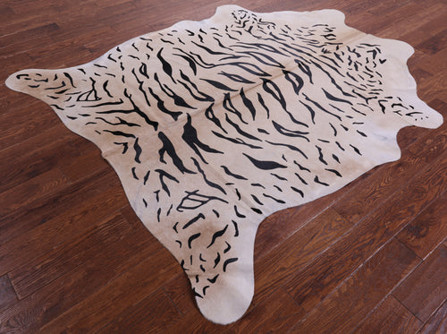 Tiger Animal Print Natural Cowhide Rug - X-Large 7' 4