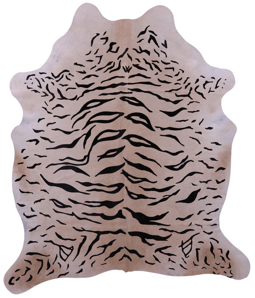 Tiger Animal Print Natural Cowhide Rug - X-Large 7' 4"H x 6' 0"W