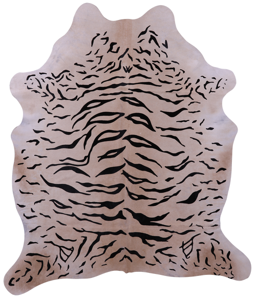 Tiger Animal Print Natural Cowhide Rug - X-Large 7' 4