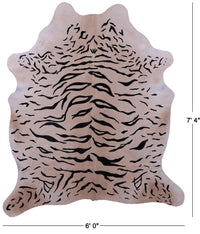 Thumbnail for Tiger Animal Print Natural Cowhide Rug - X-Large 7' 4