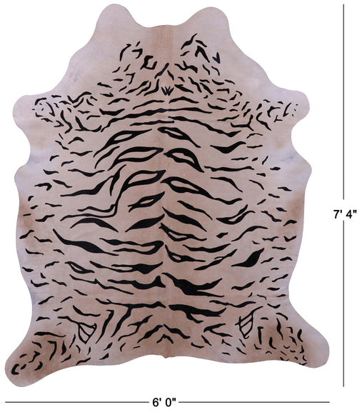 Tiger Animal Print Natural Cowhide Rug - X-Large 7' 4