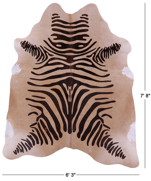 Zebra Animal Print Natural Cowhide Rug - XX-Large 7' 8