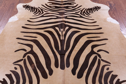 Zebra Animal Print Natural Cowhide Rug - XX-Large 7' 8