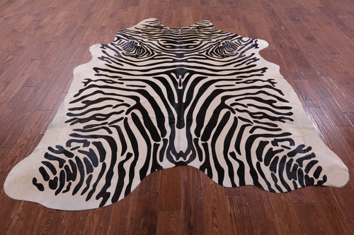 Zebra Animal Print Natural Cowhide Rug - XX-Large 8' 4