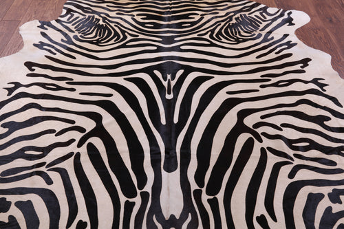 Zebra Animal Print Natural Cowhide Rug - XX-Large 8' 4