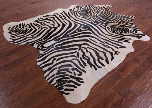 Zebra Animal Print Natural Cowhide Rug - XX-Large 8' 4