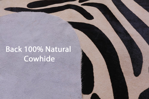 Zebra Animal Print Natural Cowhide Rug - XX-Large 8' 4