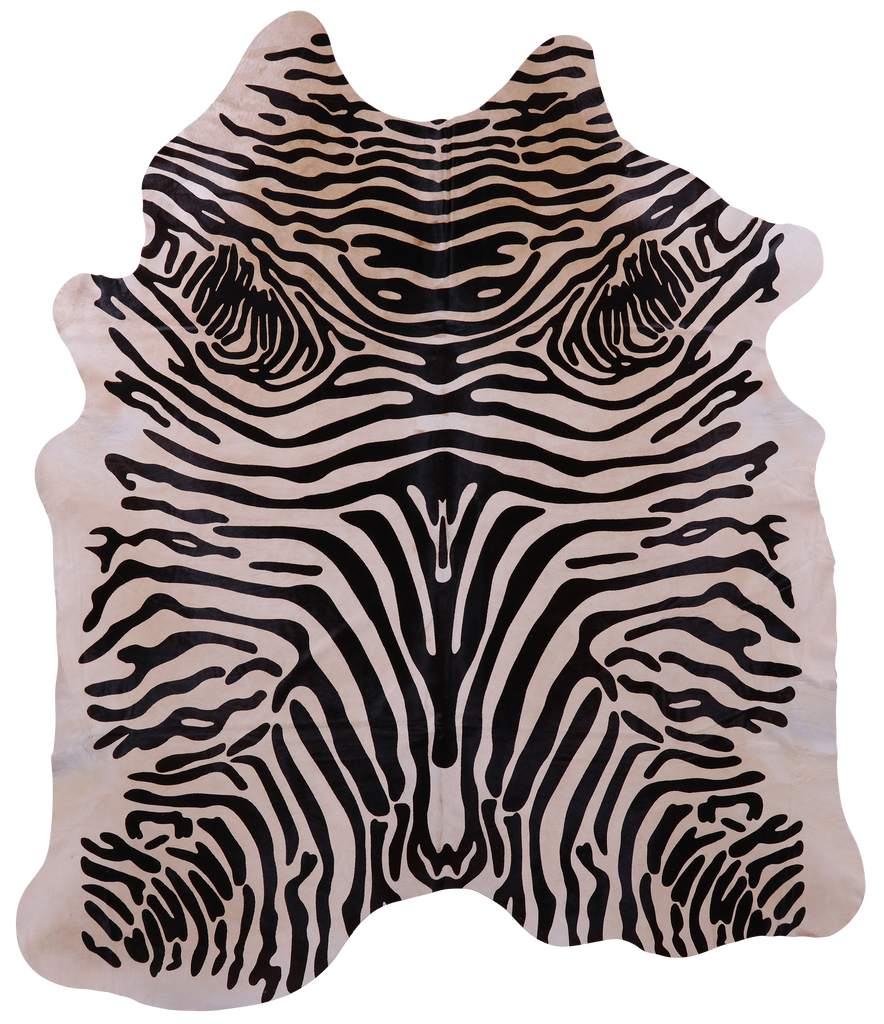 Zebra Animal Print Natural Cowhide Rug - XX-Large 8' 4"H x 6' 10"W
