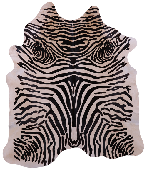 Zebra Animal Print Natural Cowhide Rug - XX-Large 8' 4