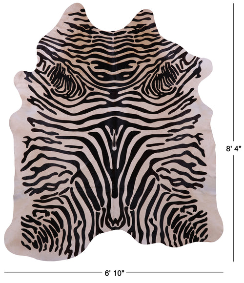 Zebra Animal Print Natural Cowhide Rug - XX-Large 8' 4