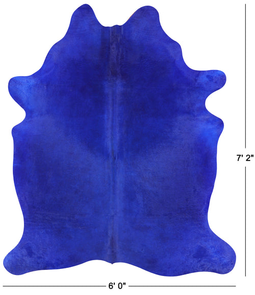 Blue Dyed Natural Cowhide Rug - X-Large 7' 2