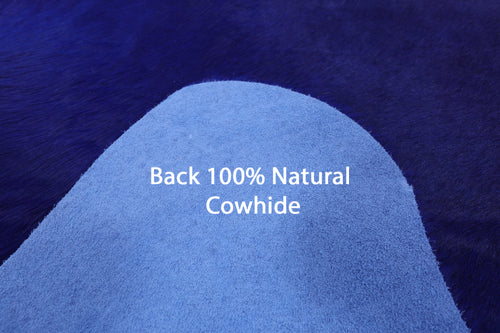 Blue Dyed Natural Cowhide Rug - X-Large 7' 2