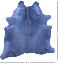 Thumbnail for Blue Dyed Natural Cowhide Rug - X-Large 7' 3