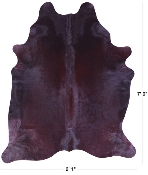 Burgundy Dyed Natural Cowhide Rug - X-Large 7' 0