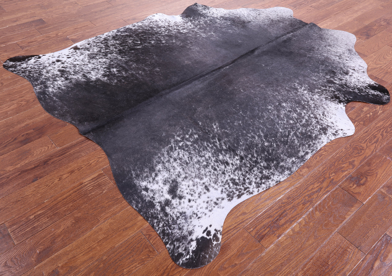 Black Salt & Pepper Natural Cowhide Rug - X-Large 7' 1"H x 6' 2"W