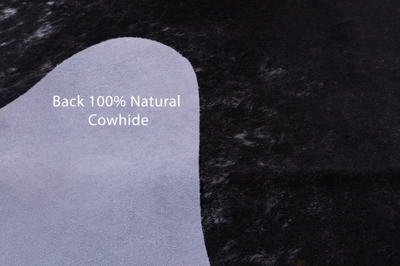 Black Salt & Pepper Natural Cowhide Rug - X-Large 7' 1"H x 6' 2"W