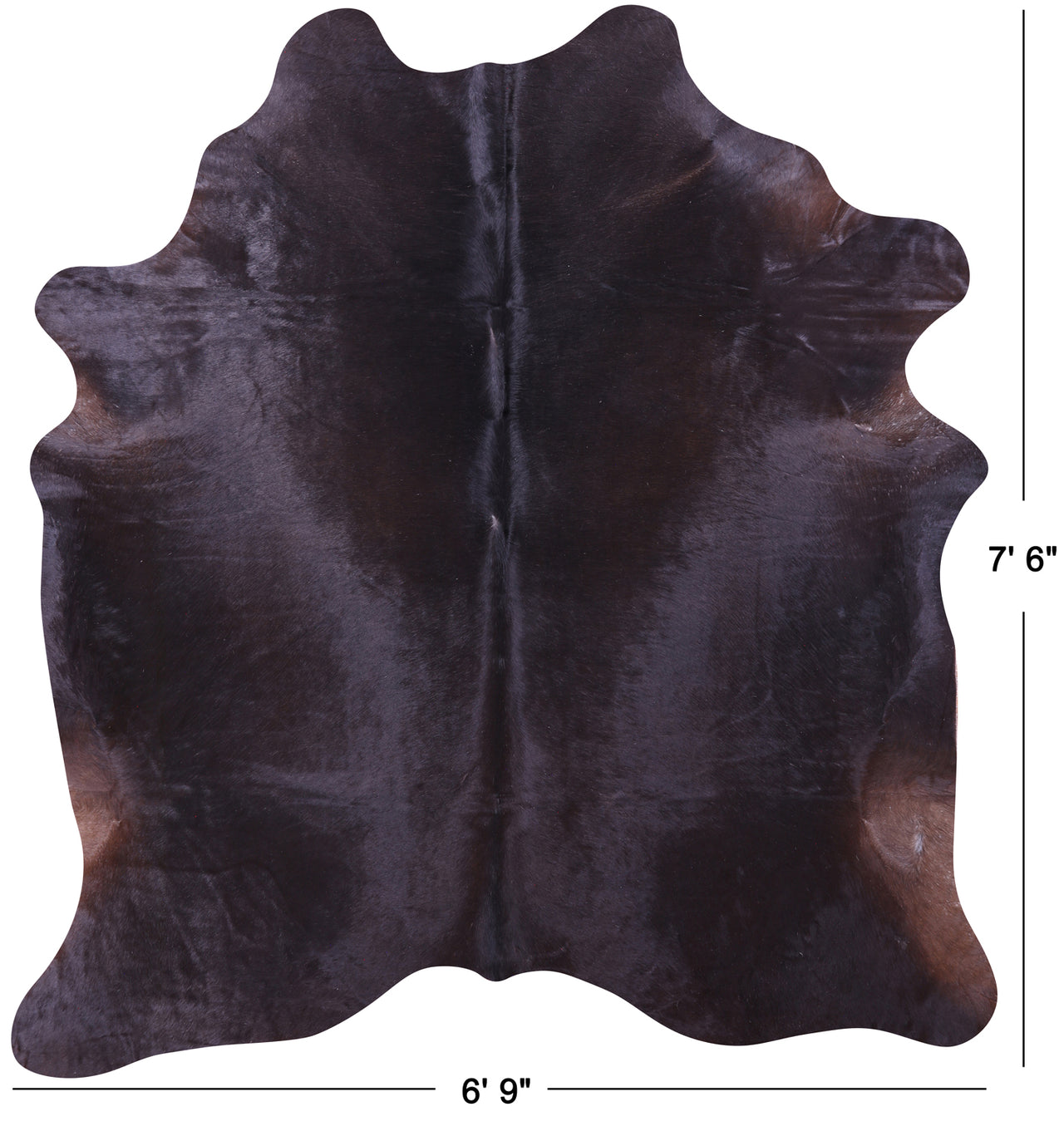 Dark Brown Natural Cowhide Rug - X-Large 7' 6"H x 6' 9"W