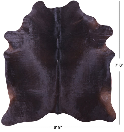 Dark Brown Natural Cowhide Rug - X-Large 7' 6