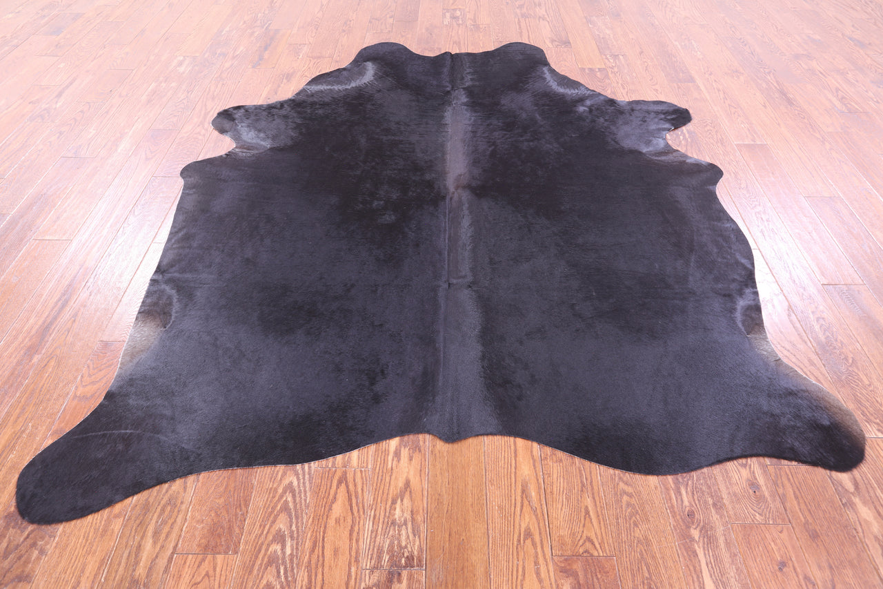 Black Natural Cowhide Rug - X-Large 7' 7"H x 6' 5"W