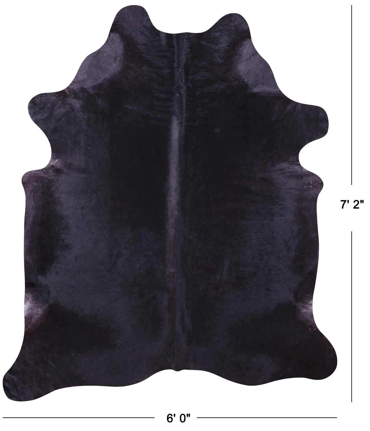 Black Natural Cowhide Rug - X-Large 7' 2"H x 6' 0"W