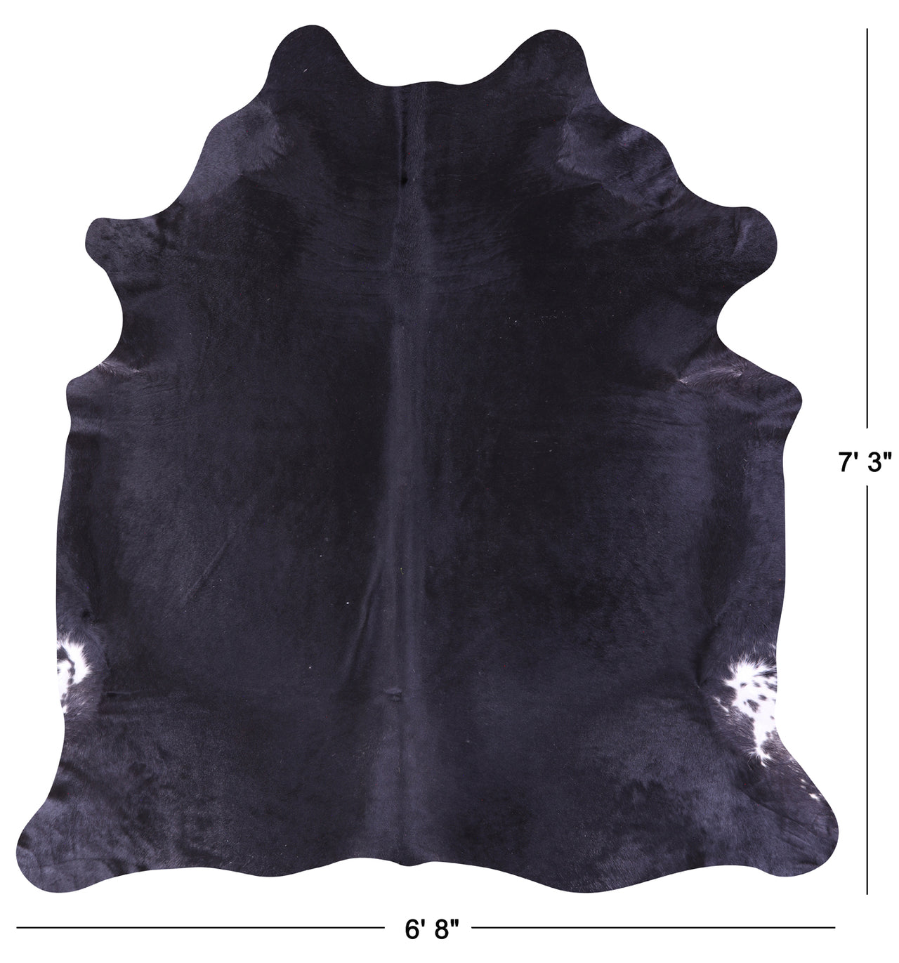 Black Natural Cowhide Rug - X-Large 7' 3"H x 6' 8"W