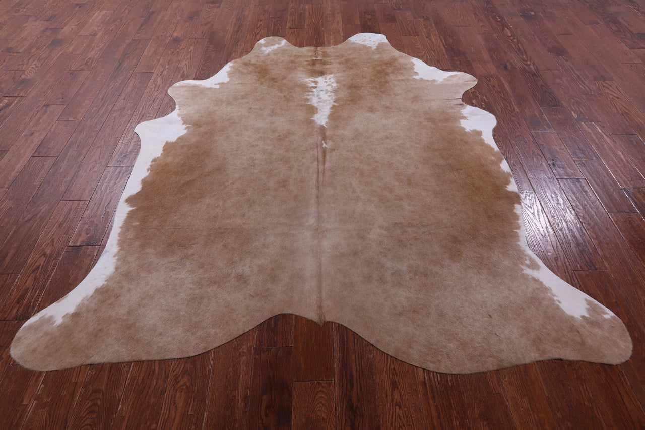 Brown & White Natural Cowhide Rug - X-Large 7' 7"H x 6' 7"W