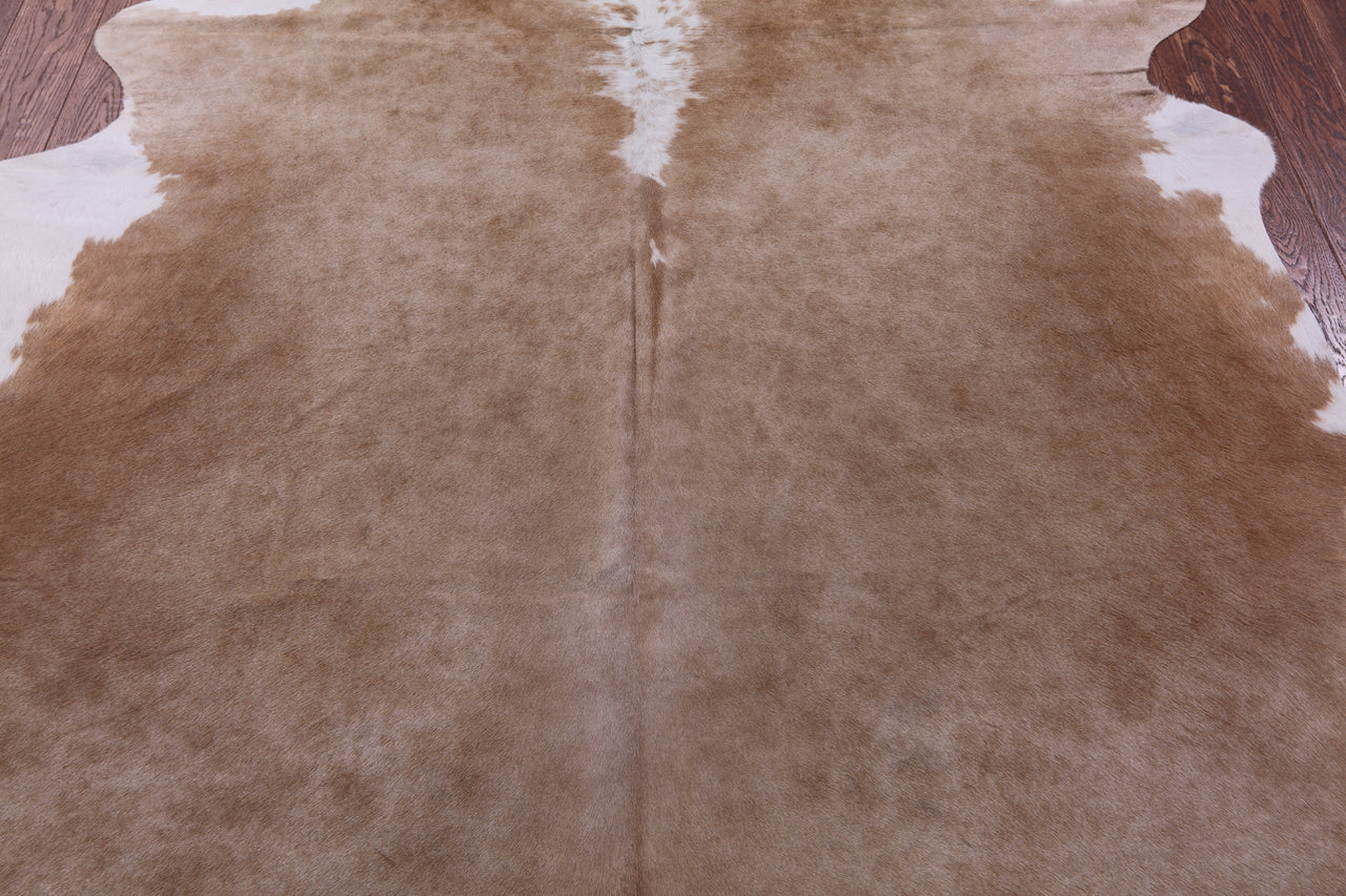 Brown & White Natural Cowhide Rug - X-Large 7' 7"H x 6' 7"W