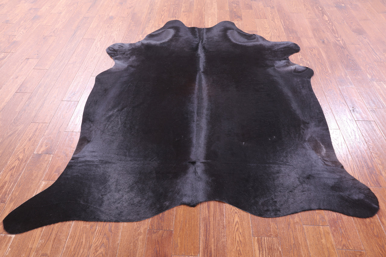 Black Natural Cowhide Rug - X-Large 7' 1"H x 6' 3"W