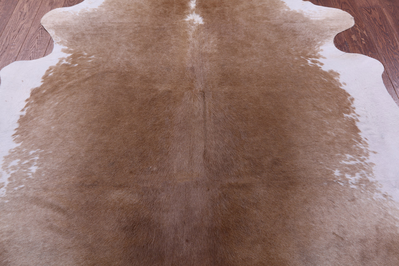 Brown & White Natural Cowhide Rug - X-Large 7' 7"H x 7' 3"W