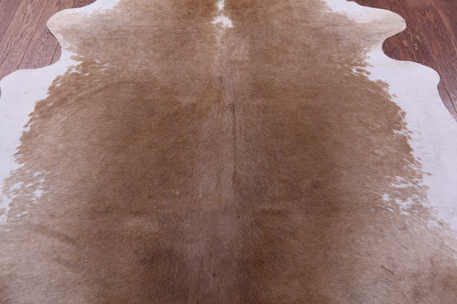 Brown & White Natural Cowhide Rug - X-Large 7' 7