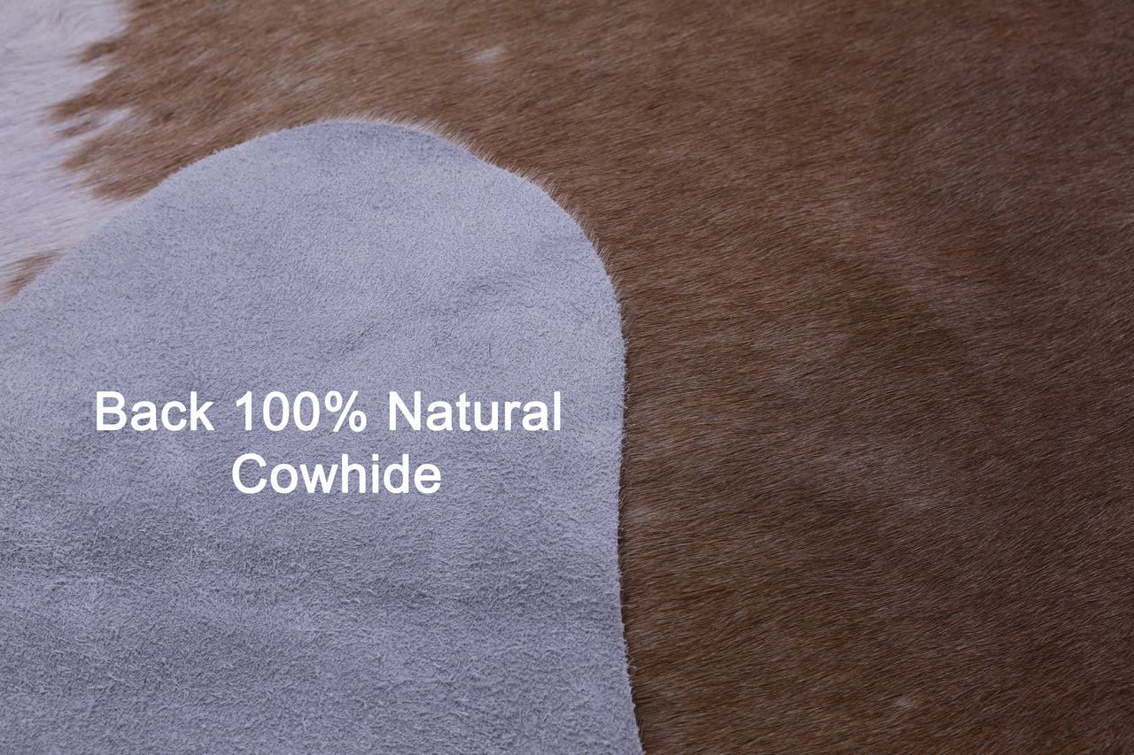 Brown & White Natural Cowhide Rug - X-Large 7' 7"H x 7' 3"W