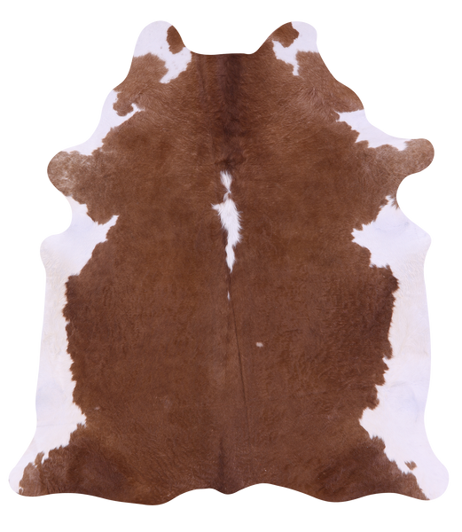 Brown & White Natural Cowhide Rug - X-Large 7' 2"H x 6' 6"W