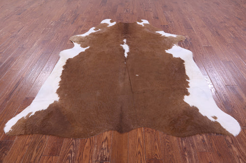 Brown & White Natural Cowhide Rug - X-Large 7' 2