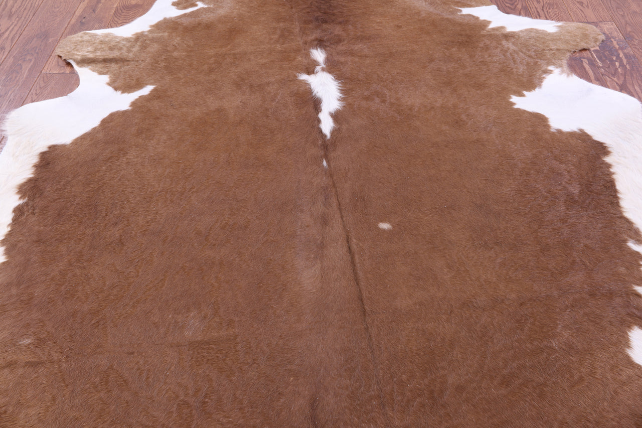 Brown & White Natural Cowhide Rug - X-Large 7' 2"H x 6' 6"W