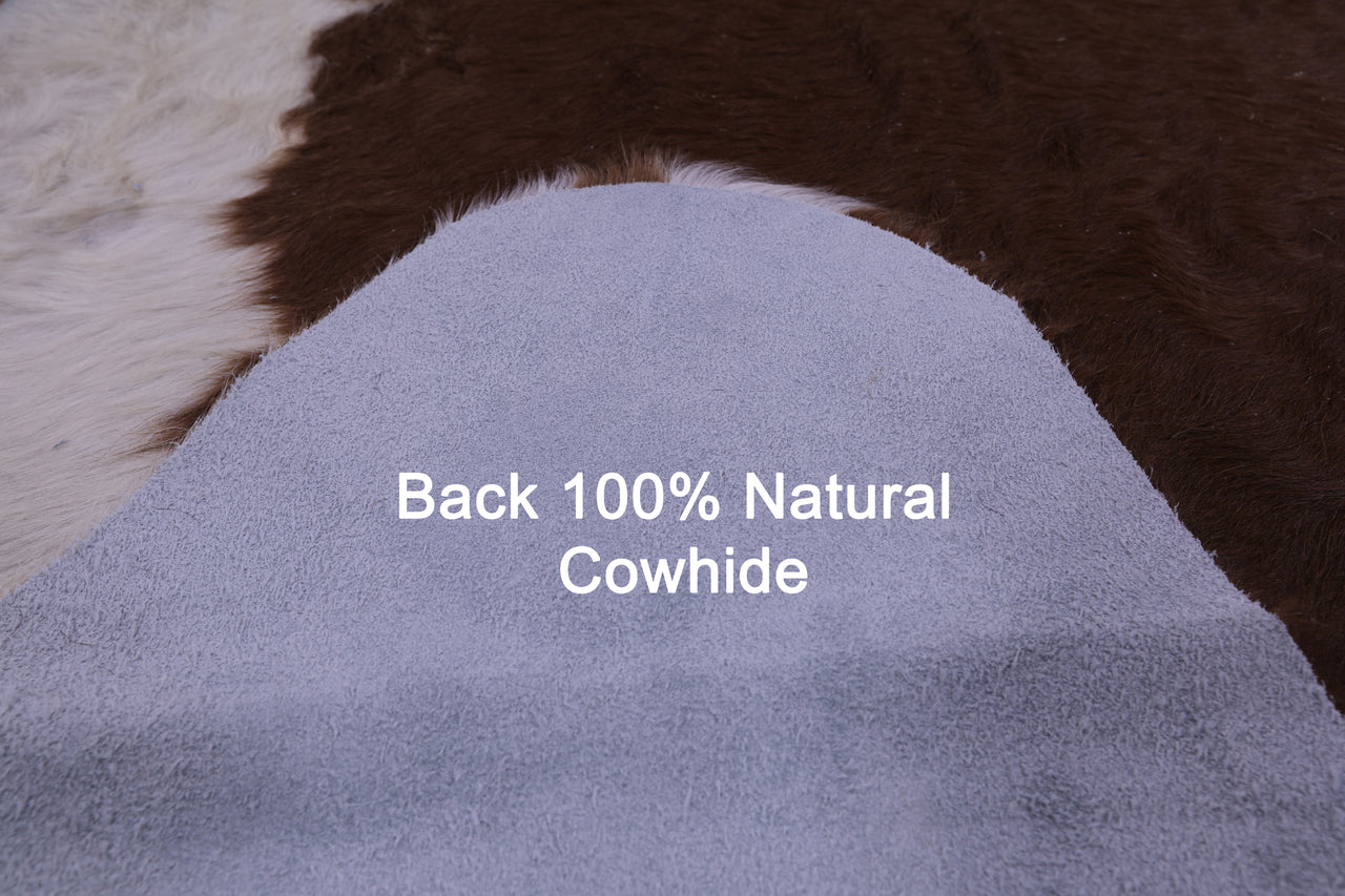 Brown & White Natural Cowhide Rug - X-Large 7' 2"H x 6' 6"W