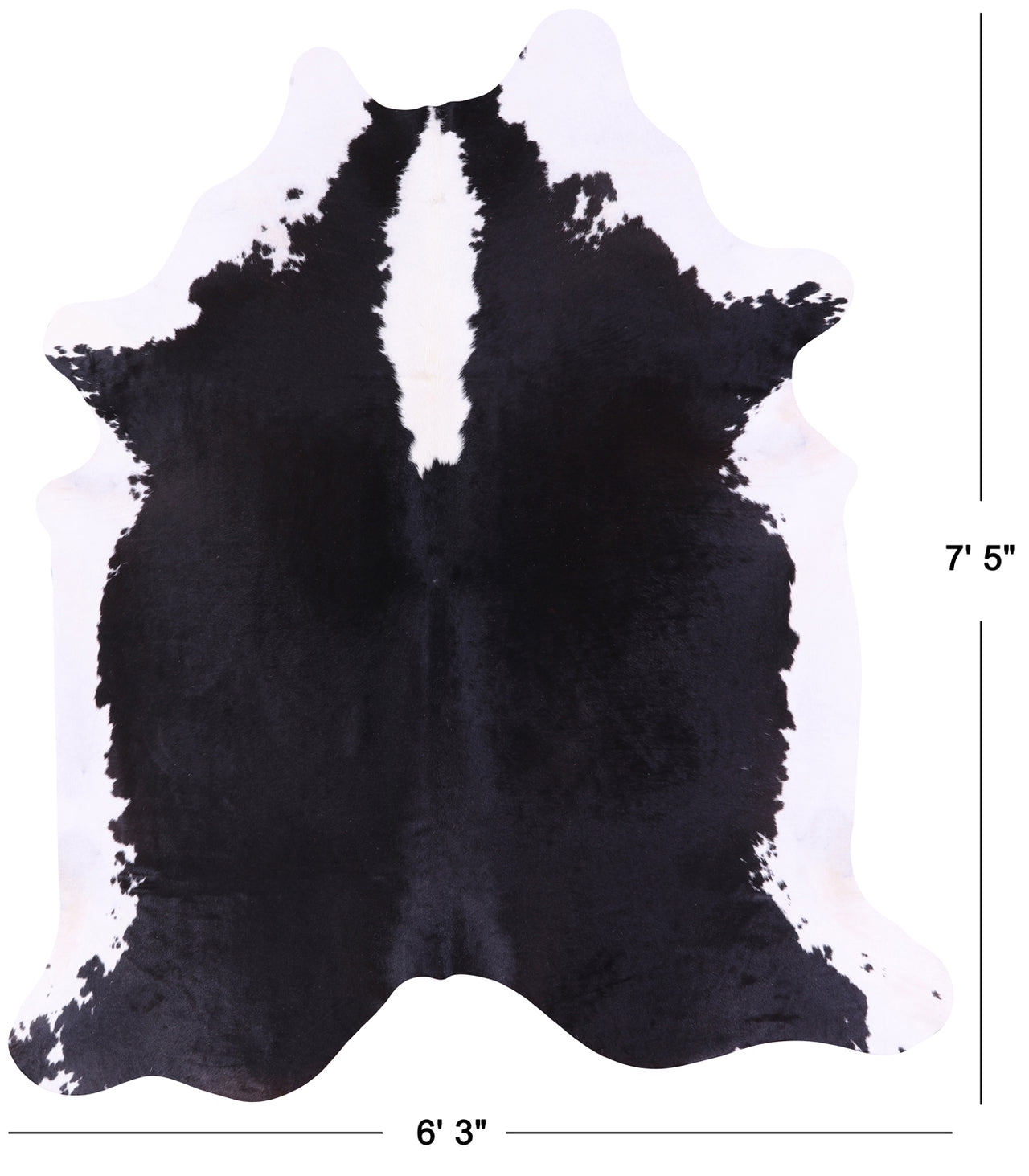 Black & White Natural Cowhide Rug - X-Large 7' 5"H x 6' 3"W