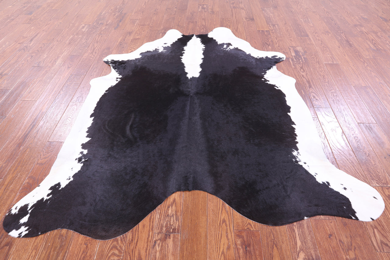 Black & White Natural Cowhide Rug - X-Large 7' 5"H x 6' 3"W