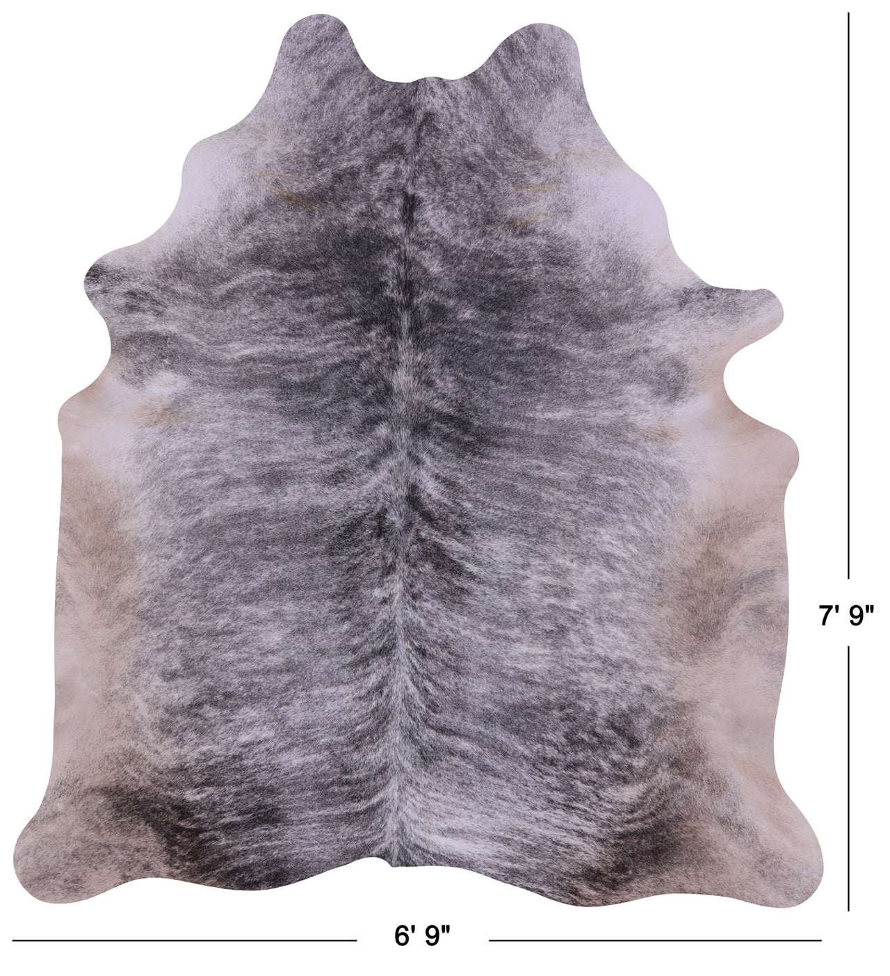 Grey Brindle Natural Cowhide Rug - XX-Large 7' 9"H x 6' 9"W