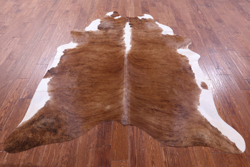 Brown & White Natural Cowhide Rug - X-Large 7' 3