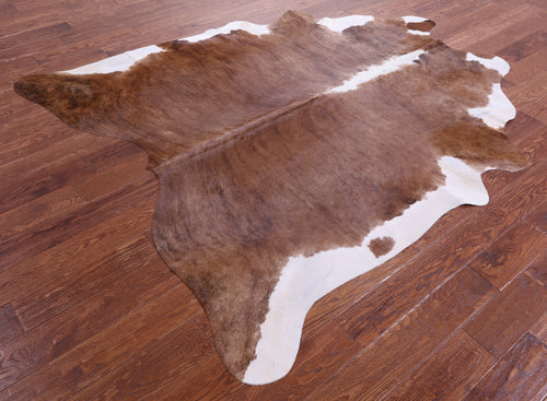 Brown & White Natural Cowhide Rug - X-Large 7' 3