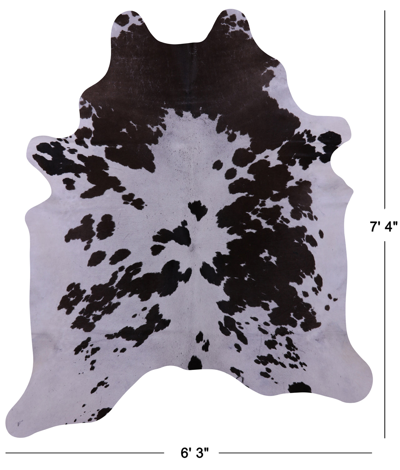 Brown & White Natural Cowhide Rug - X-Large 7' 4"H x 6' 3"W