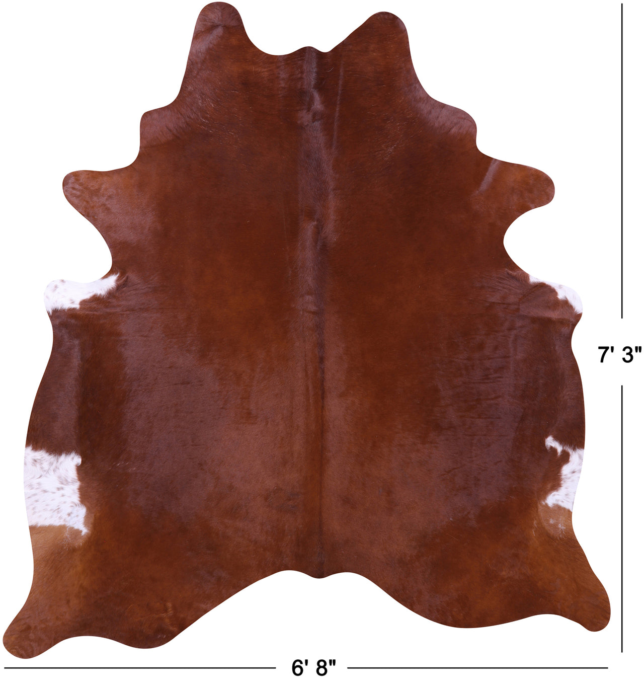 Brown Natural Cowhide Rug - X-Large 7' 3"H x 6' 8"W