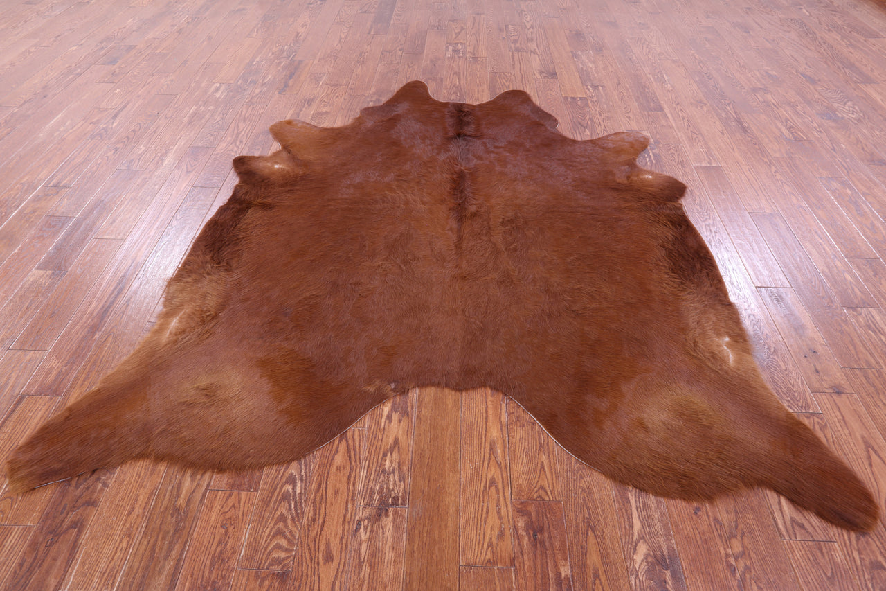 Brown Natural Cowhide Rug - X-Large 7' 7"H x 7' 1"W