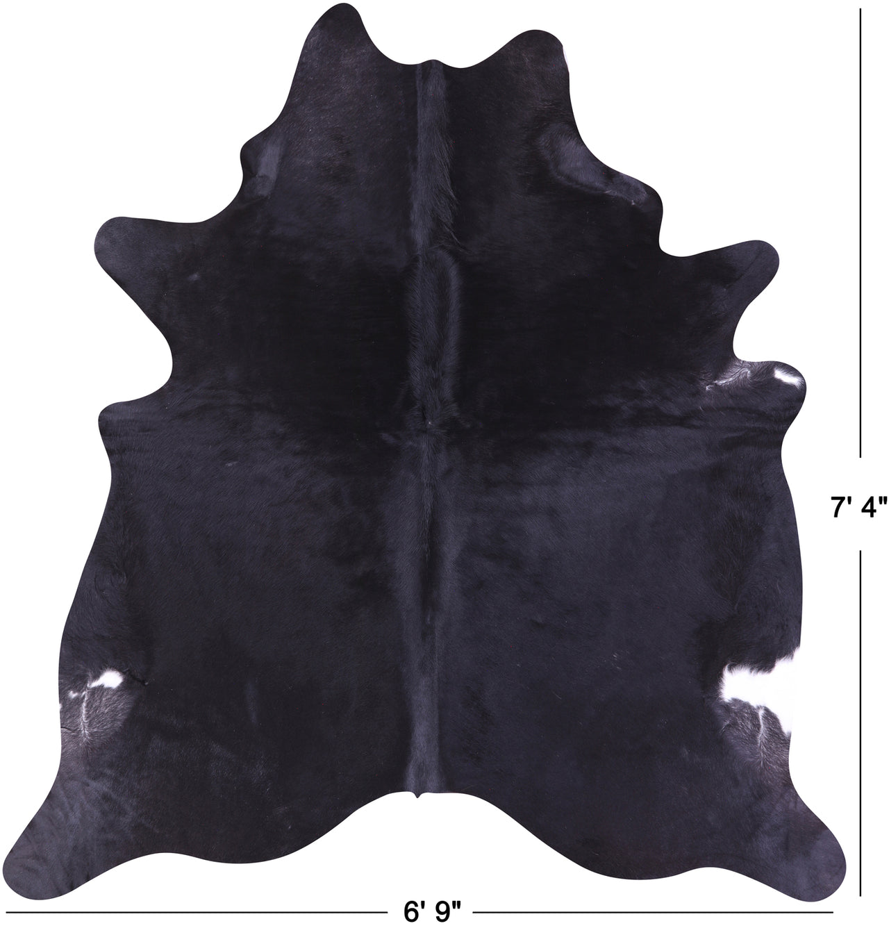 Black Natural Cowhide Rug - X-Large 7' 4"H x 6' 9"W