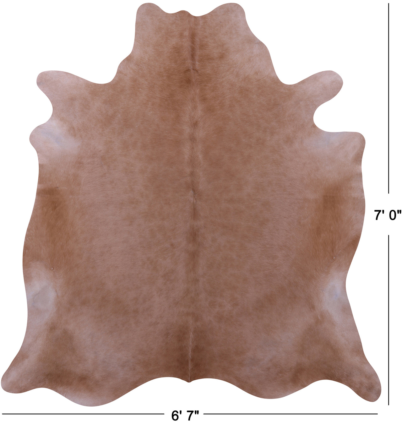 Light Brown Natural Cowhide Rug - X-Large 7' 0"H x 6' 7"W